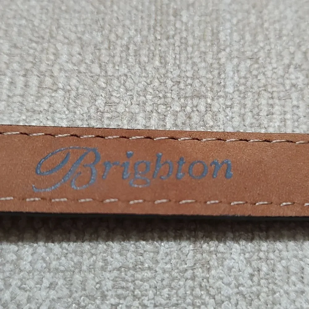 Brighton Thin Patent Leather Belt in Gunmetal Gray Silver Etched Buckle
